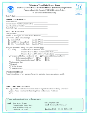 Voluntary Vessel Trip Report Form Flower Garden Banks National ...