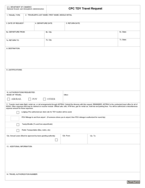 NOAA TDY Travel Request Form
