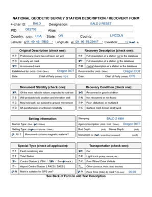 National Geodetic Survey Station Description Form