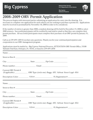 Big Cypress ORV Permit Application
