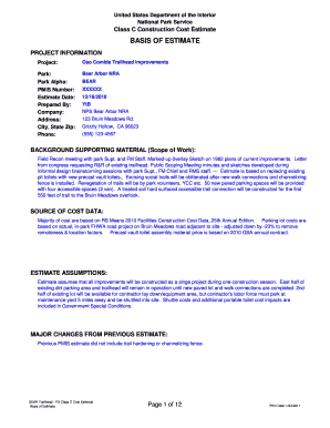 Contractors estimate template - nps class c estimate form