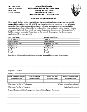 National Park Service Special Use Permit Application