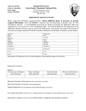 National Park Service Special Use Permit Application