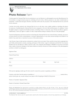 National Park Service Photo Release Form