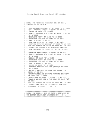 Private Health Insurance Detail Form