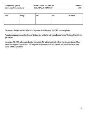 USDA Conservation Plan for CNMP Land Treatment