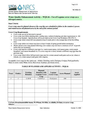 USDA Water Quality Enhancement Activity WQL16