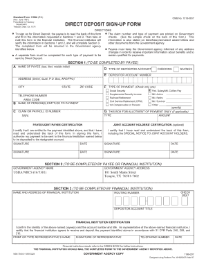 usda direct deposit form