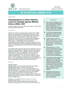 Hospitalizations in which Patients Leave the Hospital against Medical Advice (AMA), 2007 - hcup-us ahrq