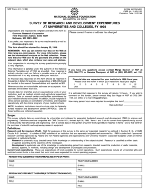 NSF Form 411 Survey of Research Expenditures