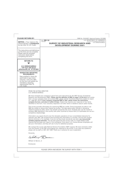 US Survey of Industrial Research and Development Form RD-1A