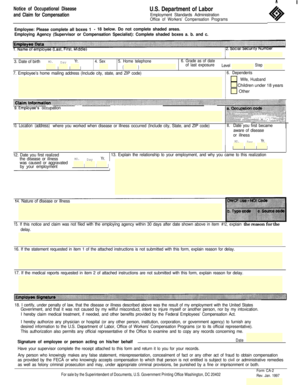 US Federal Occupational Disease Claim Form