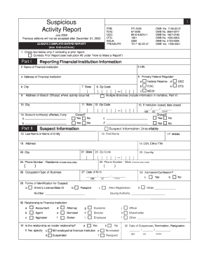 Suspicious Activity Report FRB 2230