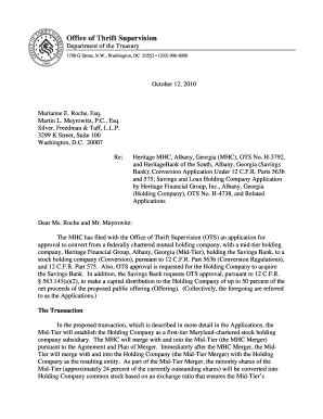 Second Step Stock Conversion and Holding Company Acquisition Heritage MHC, Albany, Georgia and HeritageBank of the South, Albany, Georgia/Heritage Financial Group, Albany, Georgia. Second Step Stock Conversion and Holding Company - occ