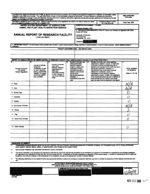 USDA Animal Research Facility Annual Report