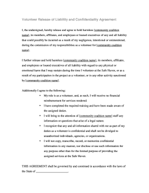 Volunteer Release of Liability and Confidentiality Agreement