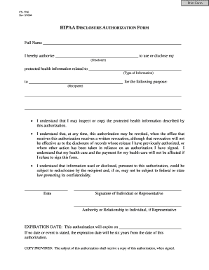 HIPAA Disclosure Authorization Form