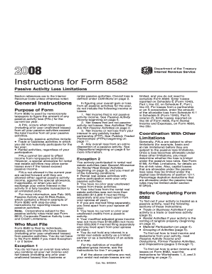 IRS Form 8582 Instructions
