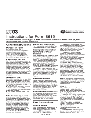 IRS Form 8615 Instructions