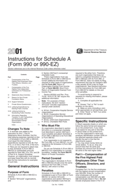 Schedule A Instructions for Form 990 or 990-EZ