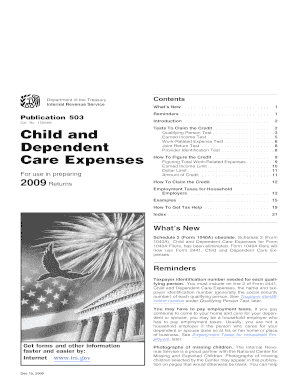 IRS Publication 503 Child and Dependent Care Expenses