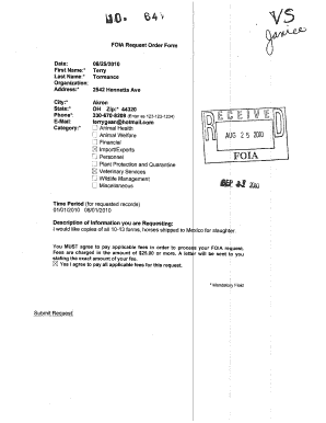 FOIA Request Order Form