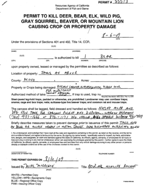 California Animal Damage Control Permit