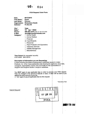 FOIA Request Order Form