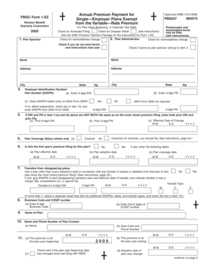 PBGC Form 1-EZ Annual Premium Payment
