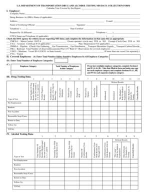 DOT Drug and Alcohol Testing MIS Data Collection Form
