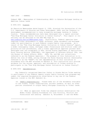 Subpart NNN - Memorandum of Understanding (MOU) to Enhance Mortgage Lending on - rurdev usda