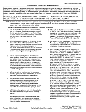 Assurances - Construction Programs