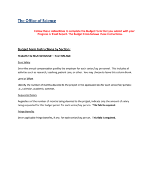 Office of Science Budget Form