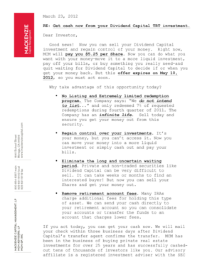 Dividend Capital Share Purchase Offer