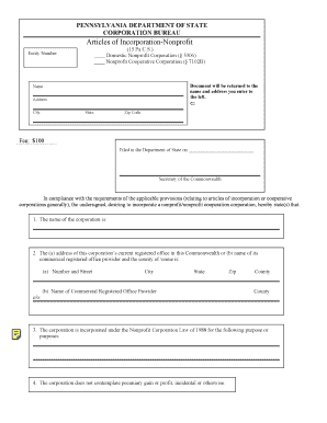 Non profit articles of incorporation - Articles of Incorporation-Nonprofit - srbc