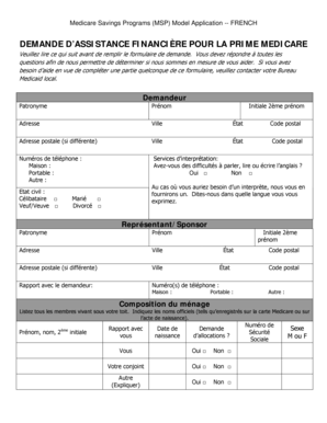 Demande d’assistance financière pour la prime Medicare