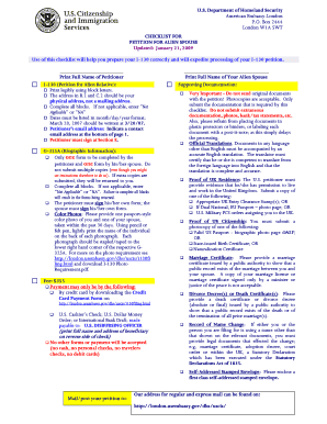 US I-130 Petition for Alien Spouse Checklist
