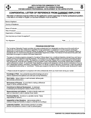 Hubert H. Humphrey Fellowship Program Application