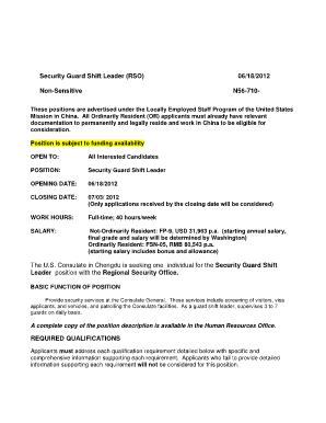 Loan modification letter sample - Security Guard Shift Leader (RSO) - photos state