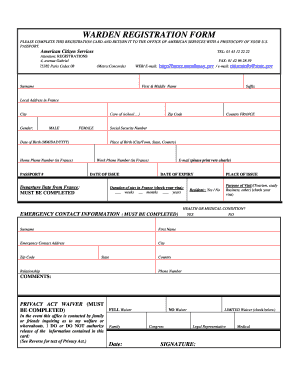 Warden Registration Form