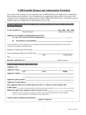 N-400 Expedite Request Form