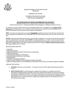 US Immigrant Visa Instructions and Checklist