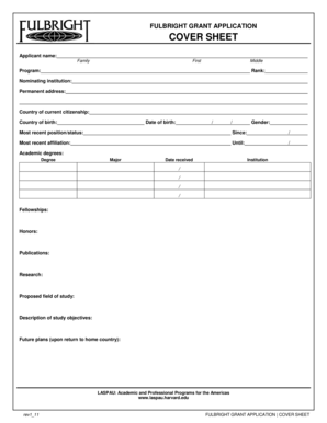 Fulbright Grant Application Form