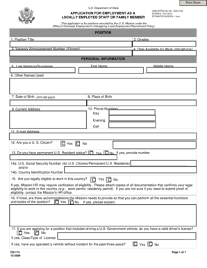 US Department of State Employment Application