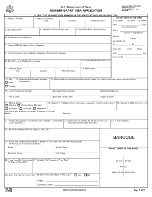 US Nonimmigrant Visa Application