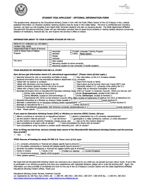 Ukraine Student Visa Optional Information Form