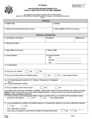 DS-174 Application for Employment