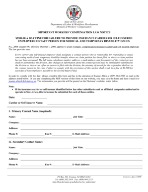 New Jersey Workers' Compensation Contact Form