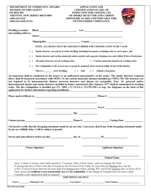 New Jersey Smoke Detector and Carbon Monoxide Alarm Certification