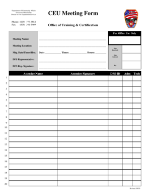 New Jersey CEU Meeting Form